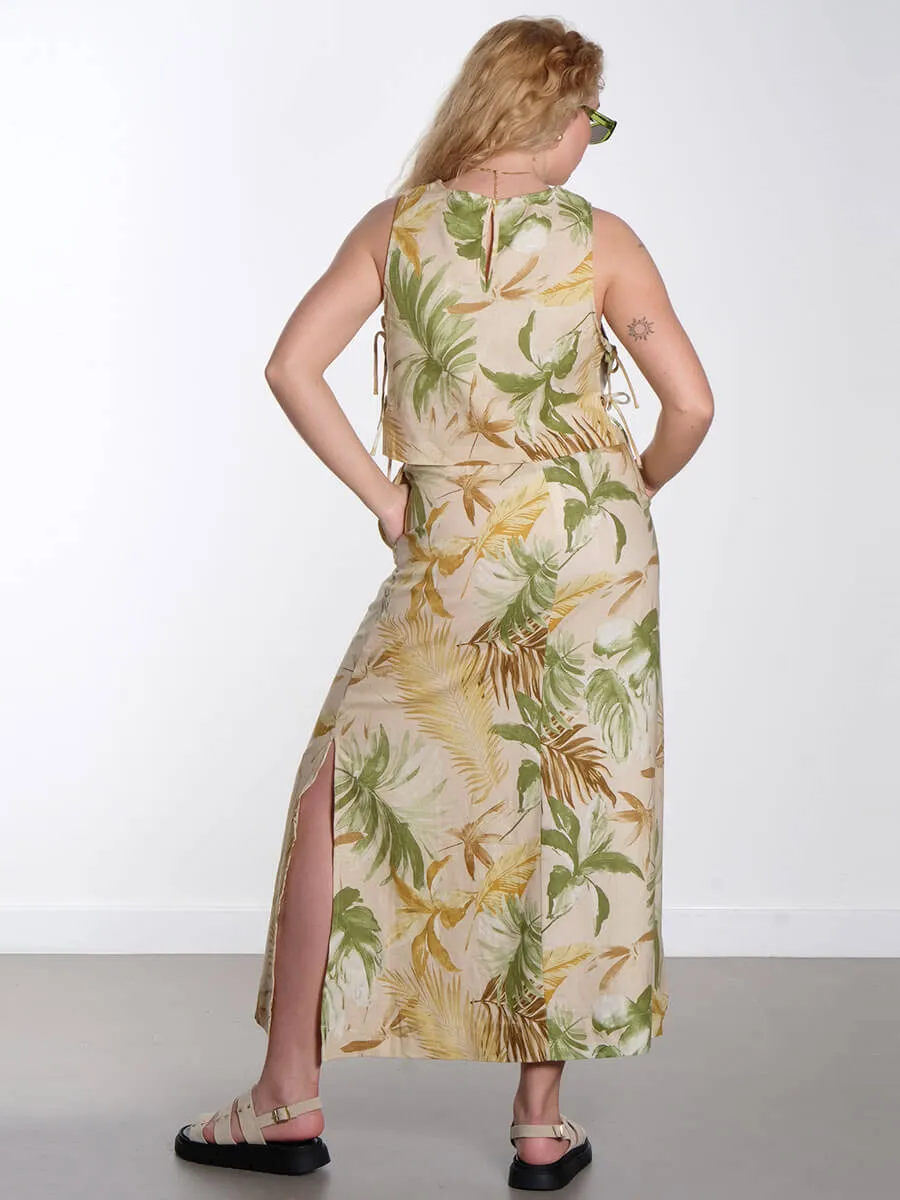 Chang Linen Maxi Skirt - Tea Leaf