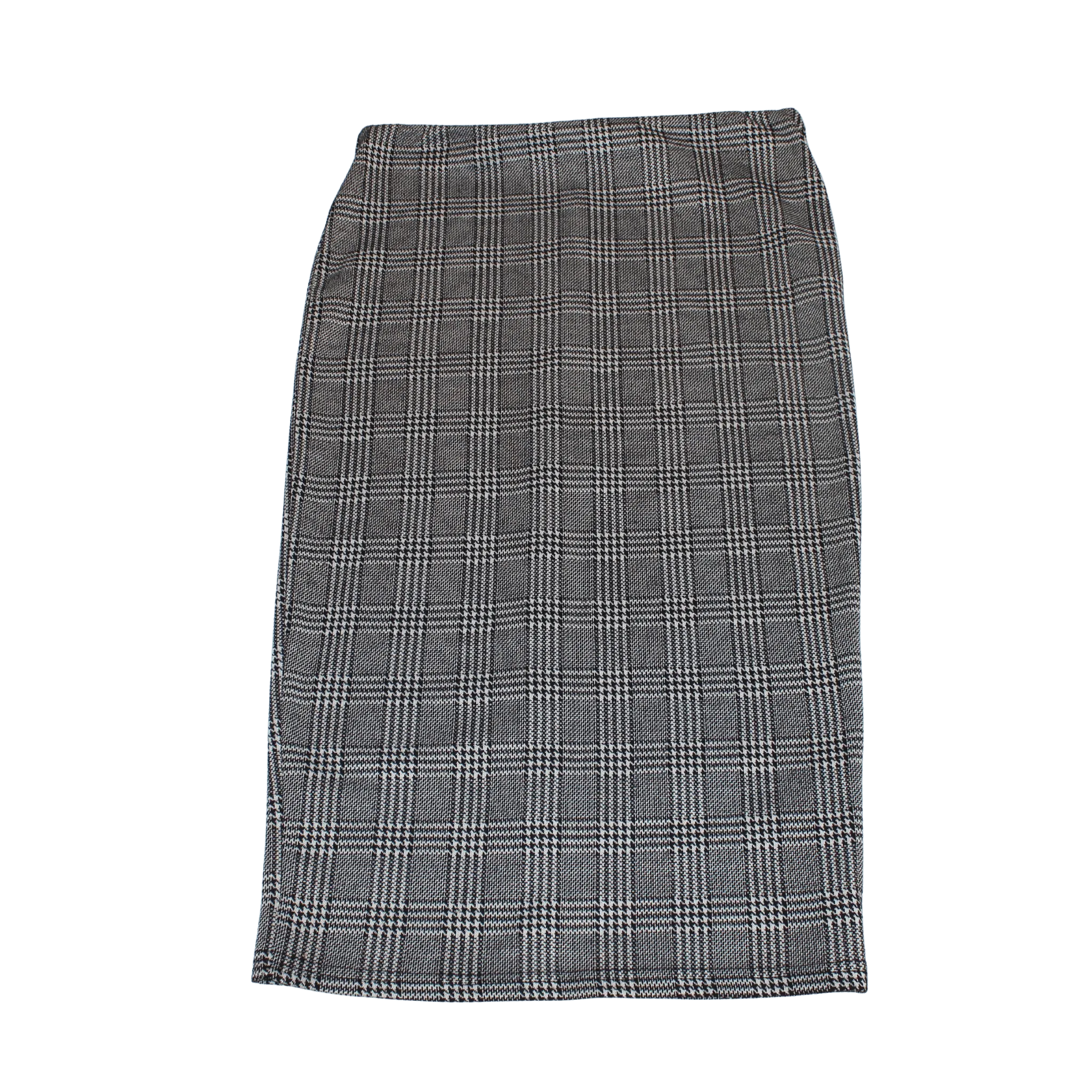 Check Stretch Pencil Skirt