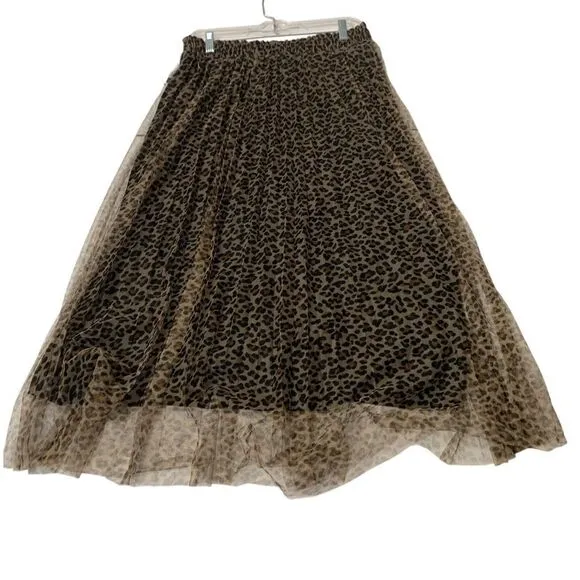 Cheetah Patterned Pleated Skirt