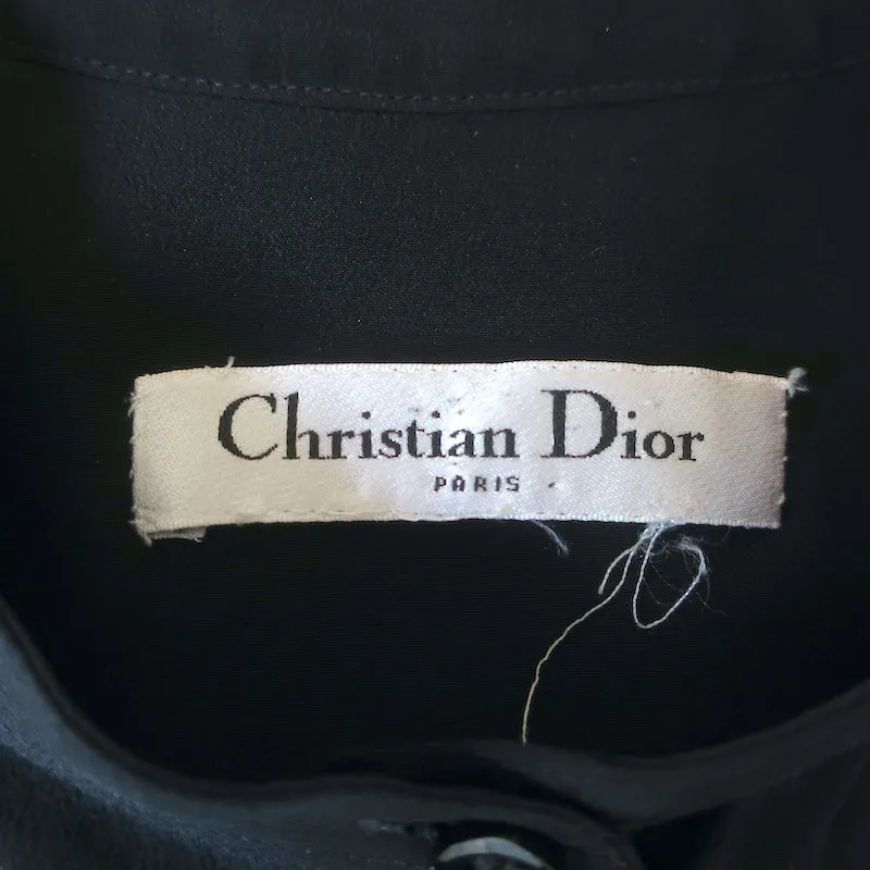 Christian Dior Mini Dress Black Pleated Silk Size US 6 Long Sleeve Tunic