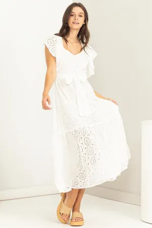 Coastal Daughter Eyelet Dress in OFF WHITE