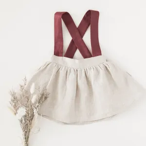 Coco Linen Suspender Skirt - Frosted Cherry Edition