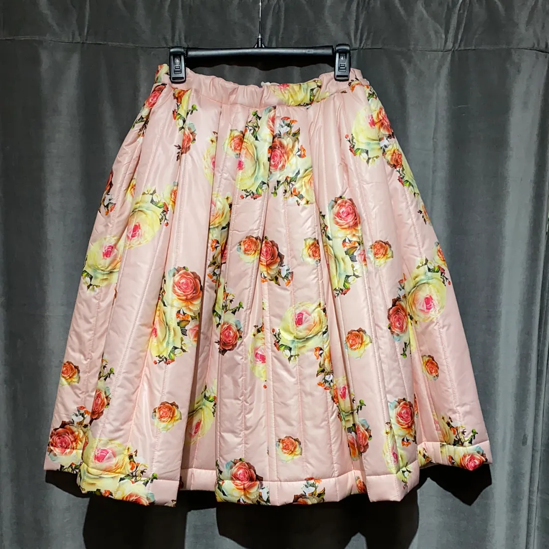 Comme des Garcons Pink Floral Puffer Full Skirt