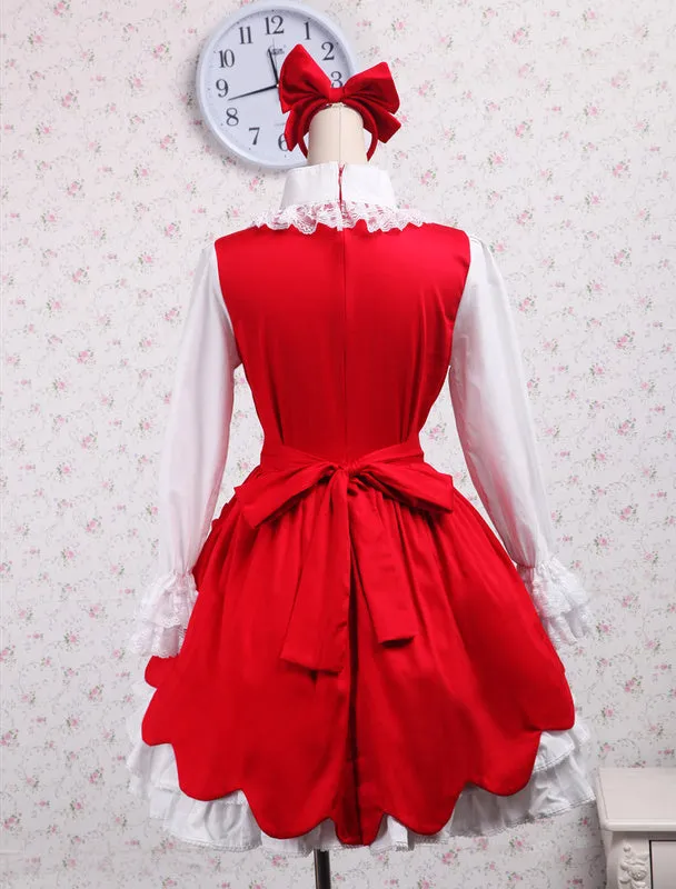 Cotton Red Ruffles Sweet Lolita Dress