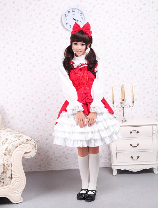 Cotton Red Ruffles Sweet Lolita Dress