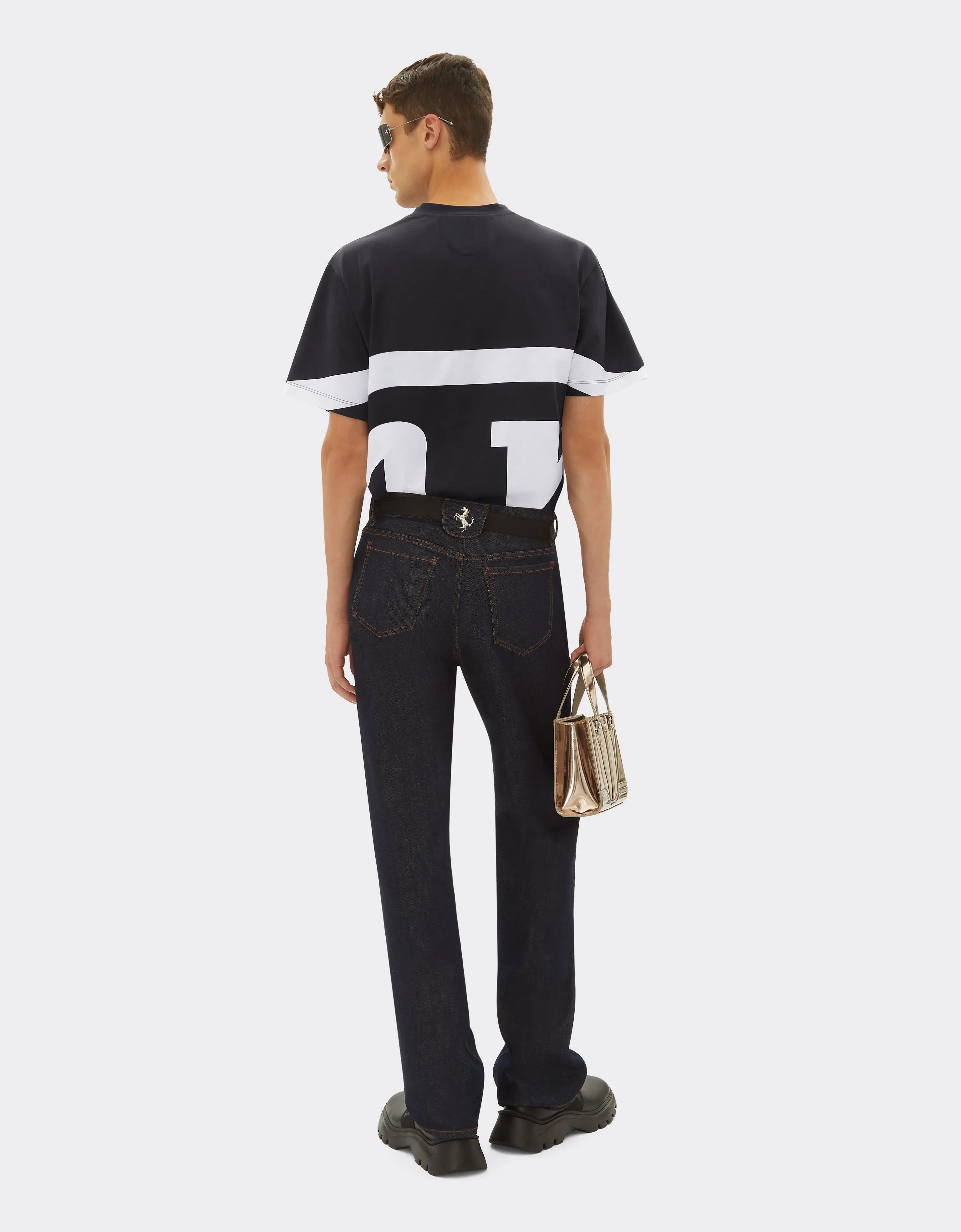 Cotton T-shirt With Ferrari Logo Print