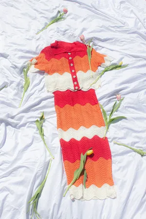 Crochet Style Wavy Pattern Pencil Skirt