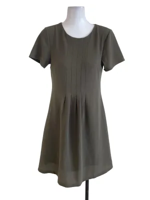 Crocodile Green Textured Pleated Dress