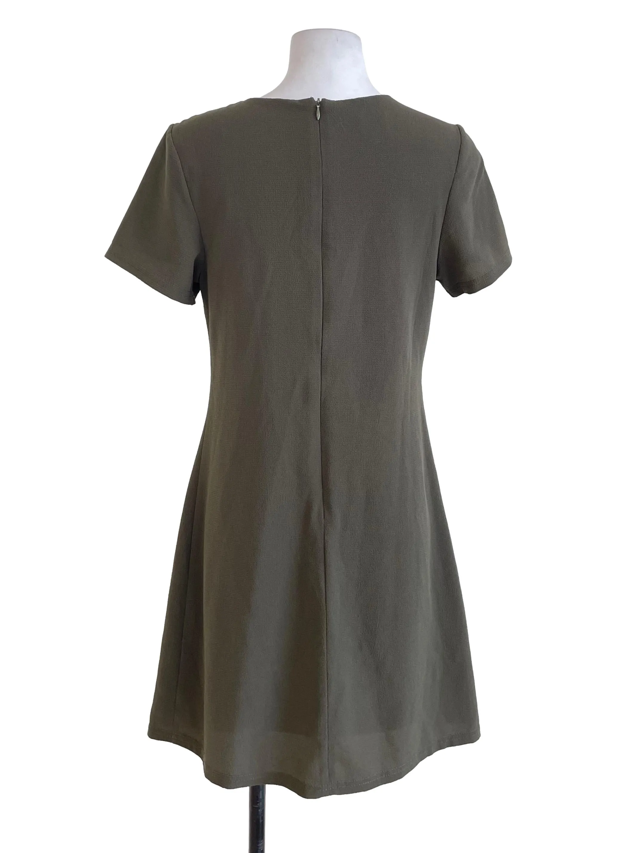 Crocodile Green Textured Pleated Dress