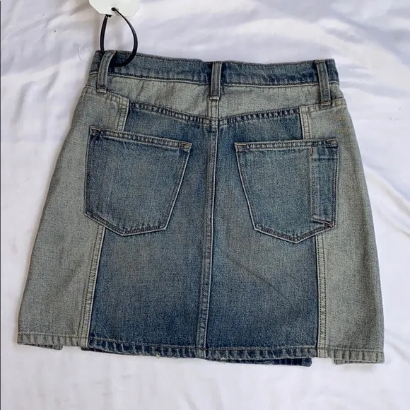 Current/Elliott The Reversed Mashed Denim Skirt