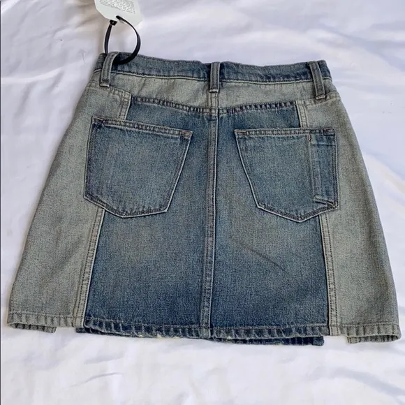 Current/Elliott The Reversed Mashed Denim Skirt
