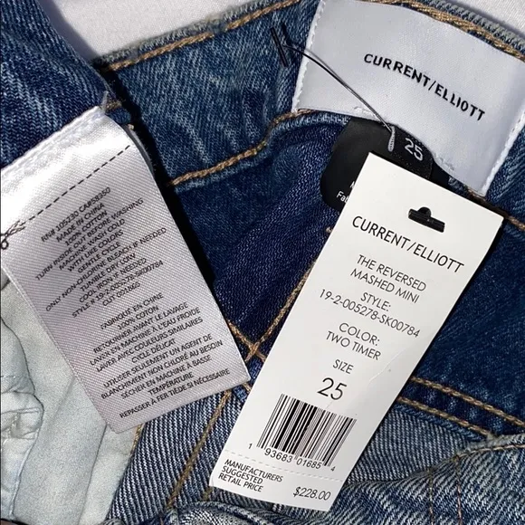 Current/Elliott The Reversed Mashed Denim Skirt