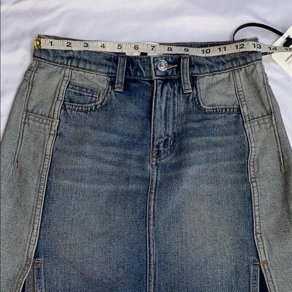 Current/Elliott The Reversed Mashed Denim Skirt