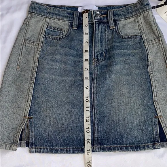 Current/Elliott The Reversed Mashed Denim Skirt