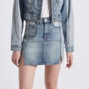 Current/Elliott The Reversed Mashed Denim Skirt