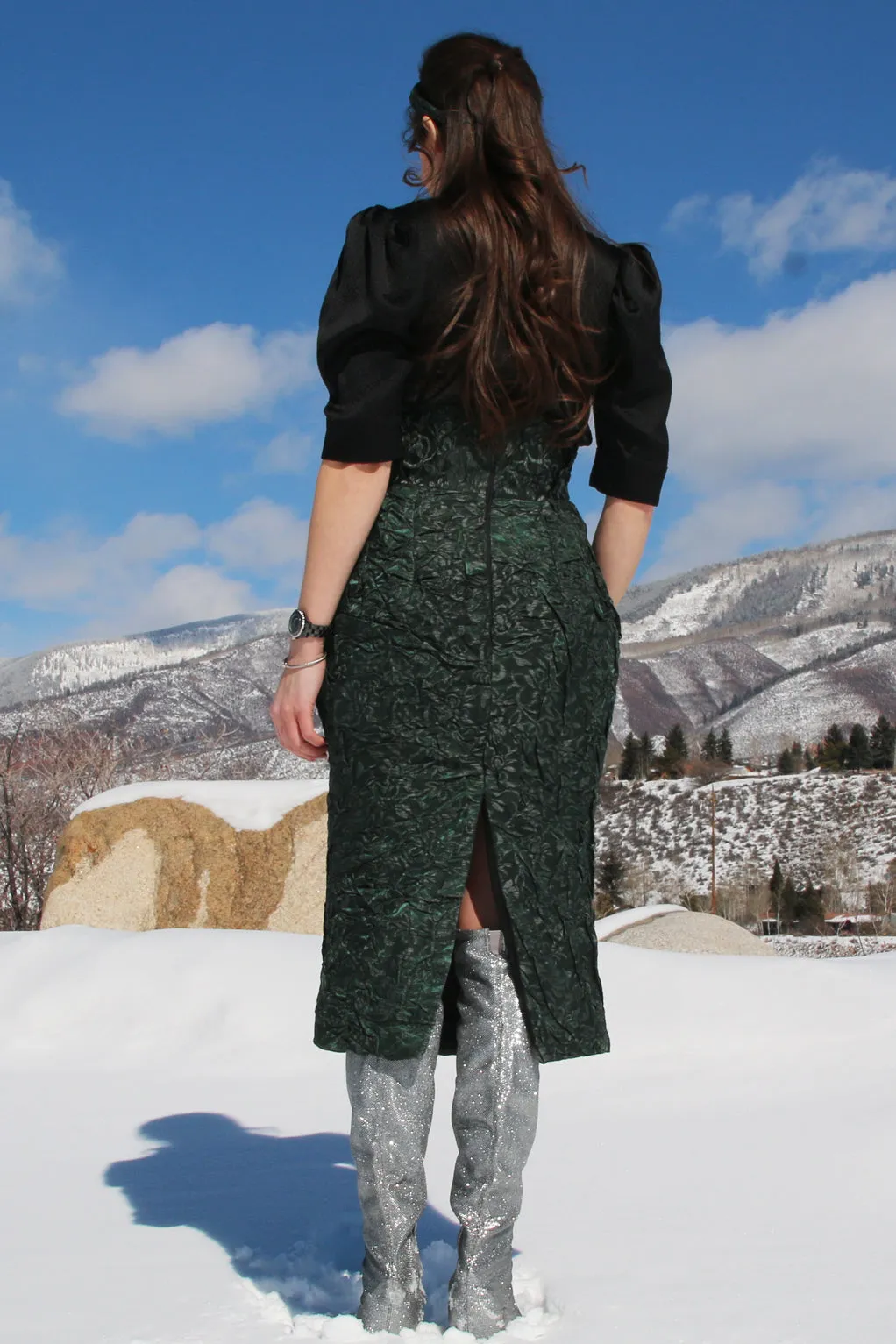 Customizable Embossed Brocade Skirt