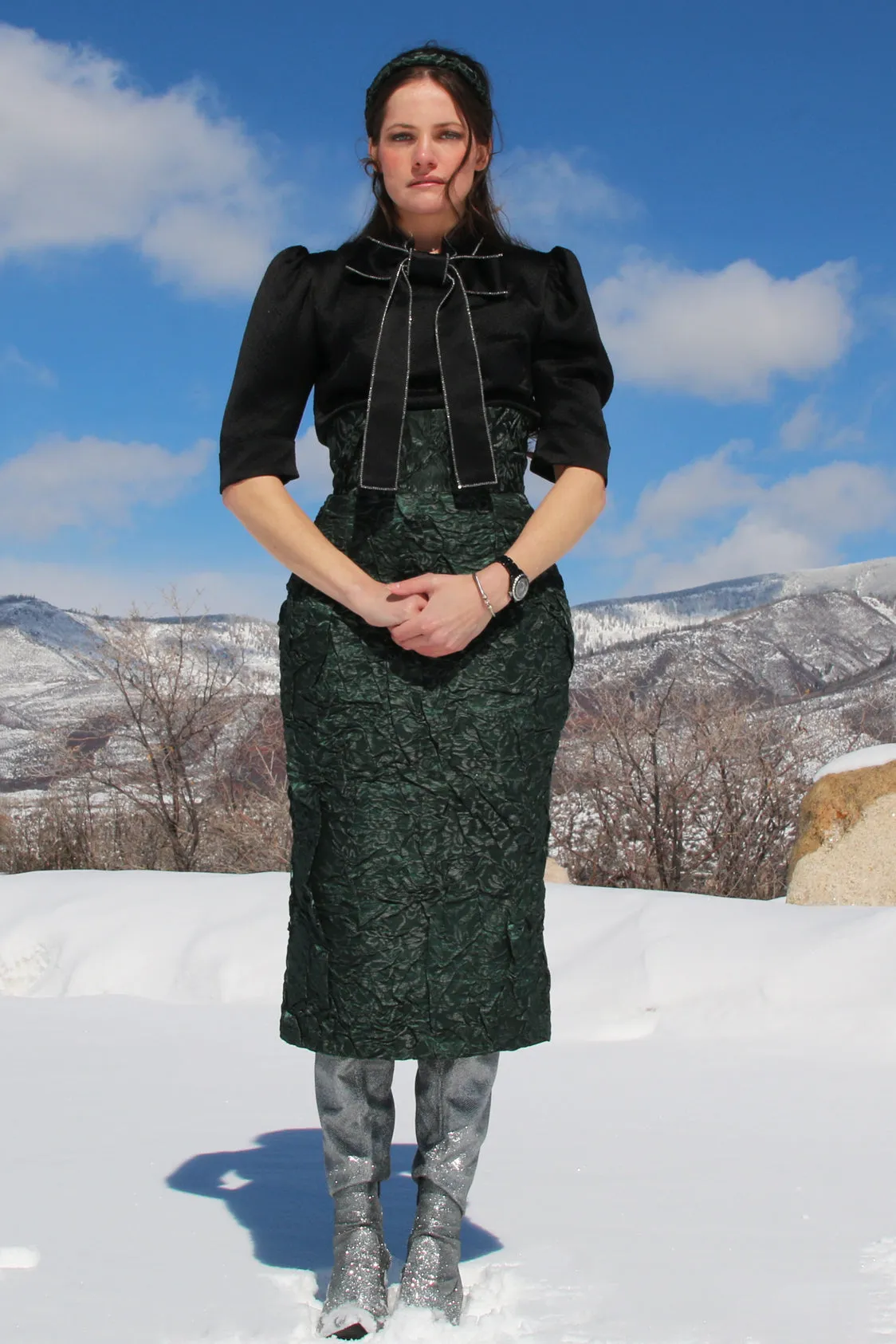 Customizable Embossed Brocade Skirt