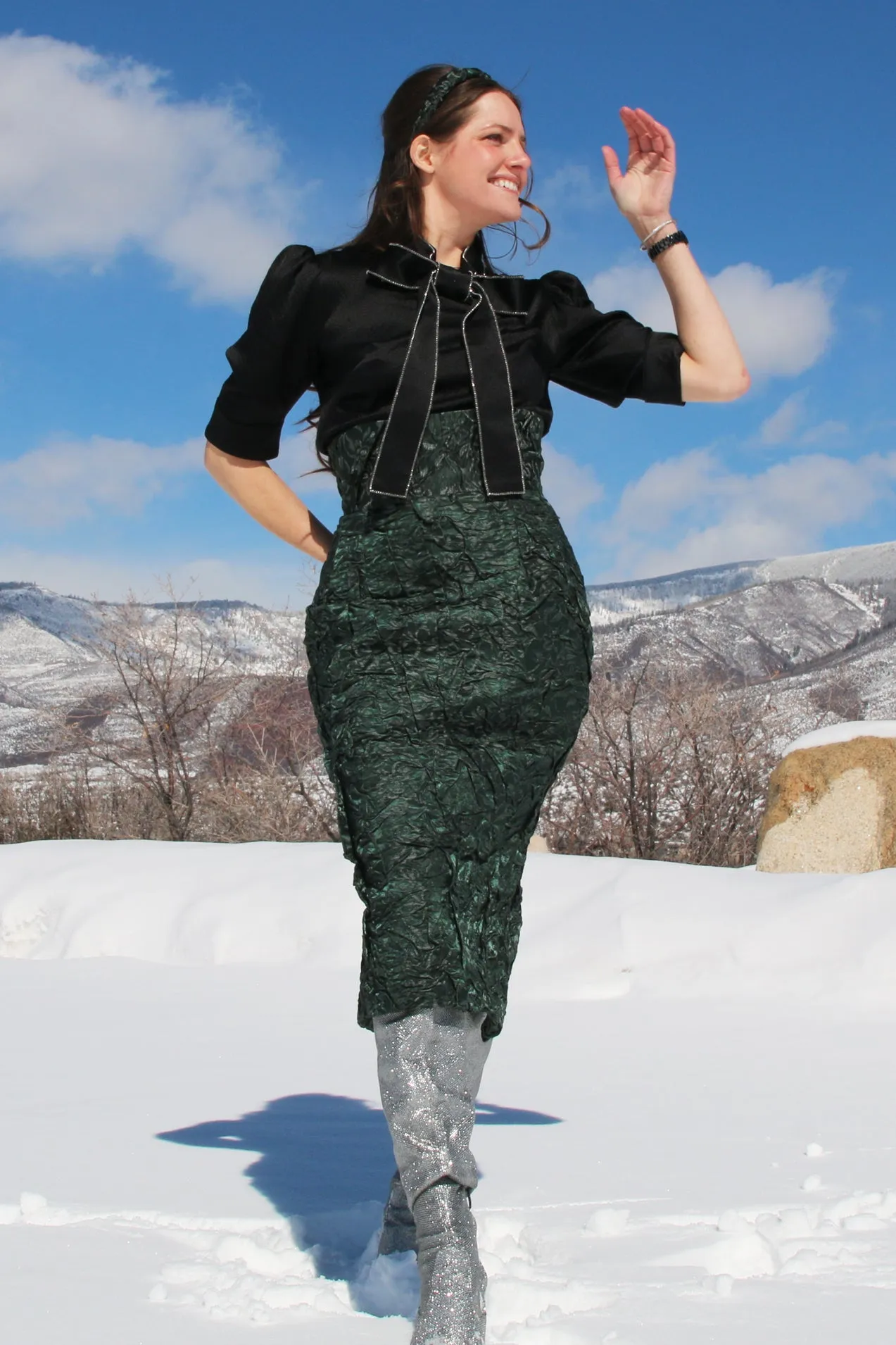 Customizable Embossed Brocade Skirt