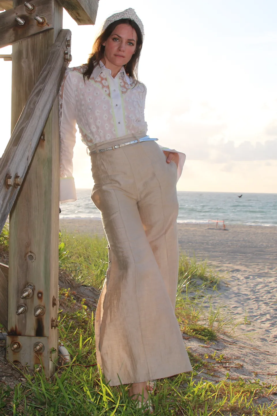 Daisy Lace Paneled Button Down