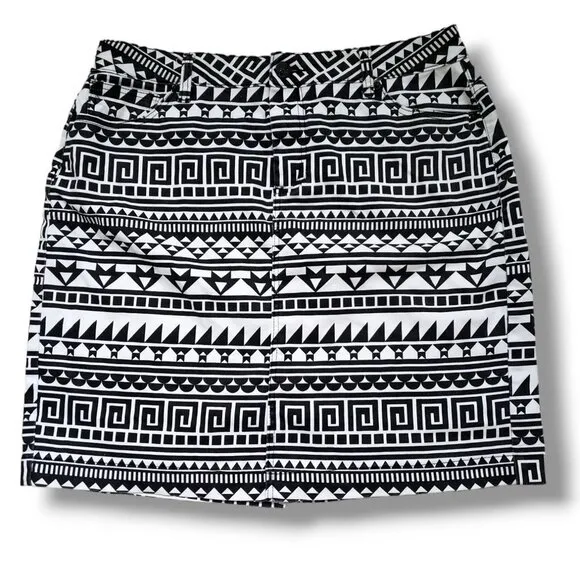 Daniel Black White Geometric Pencil Skirt Size Extra Large