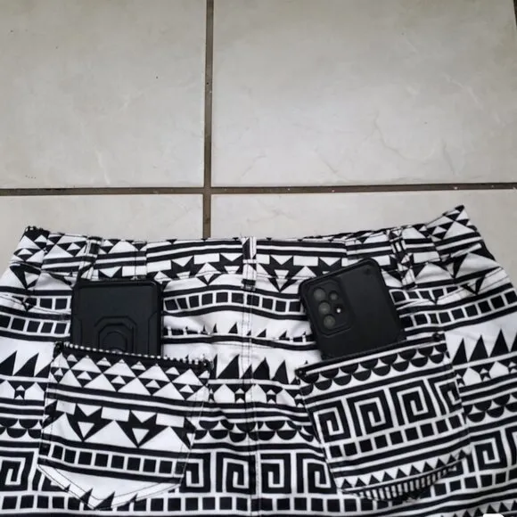 Daniel Black White Geometric Pencil Skirt Size Extra Large