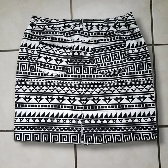 Daniel Black White Geometric Pencil Skirt Size Extra Large