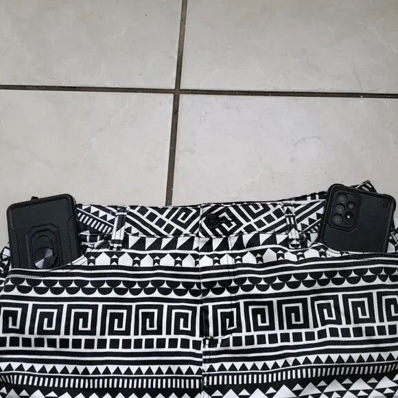 Daniel Black White Geometric Pencil Skirt Size Extra Large
