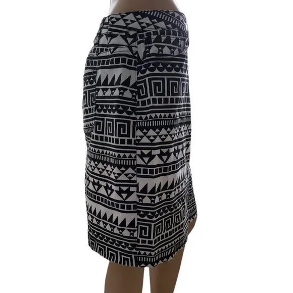 Daniel Black White Geometric Pencil Skirt Size Extra Large