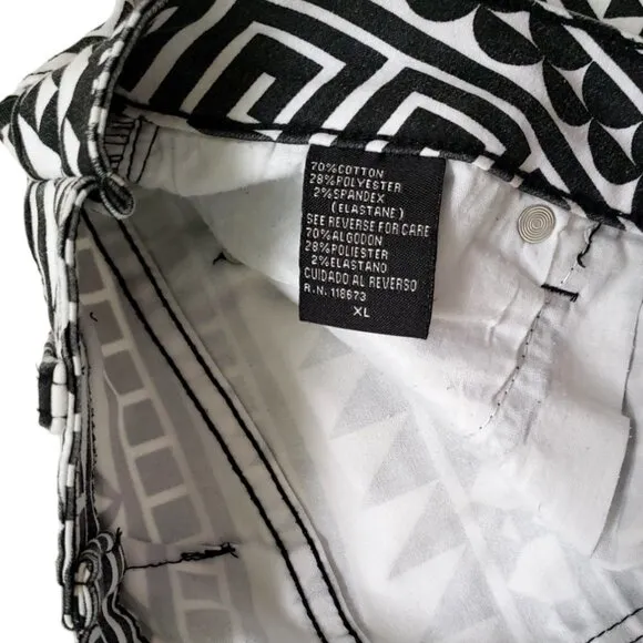 Daniel Black White Geometric Pencil Skirt Size Extra Large