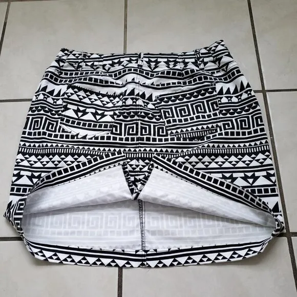 Daniel Black White Geometric Pencil Skirt Size Extra Large