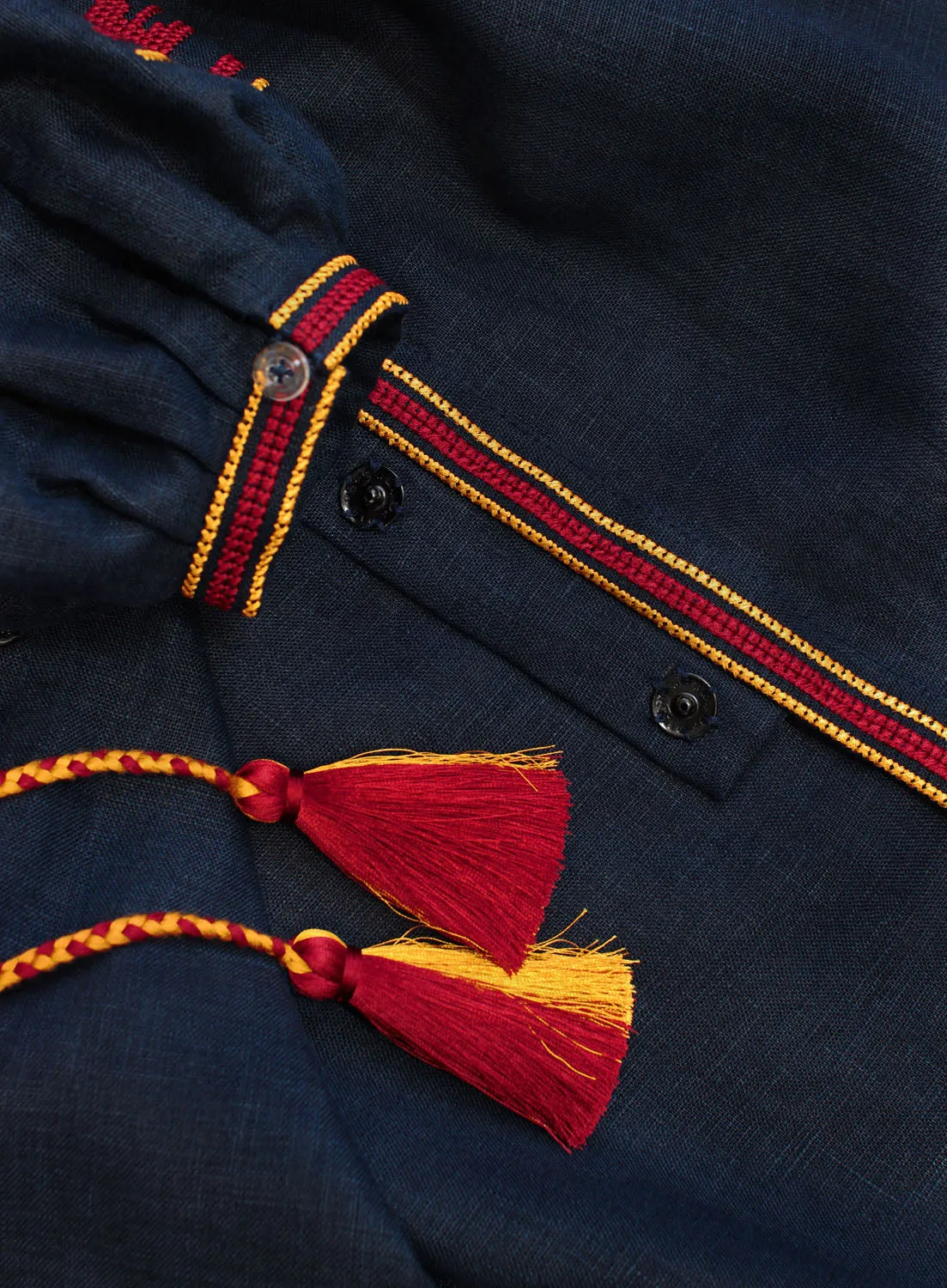 Dark blue Kaftan with embroidery