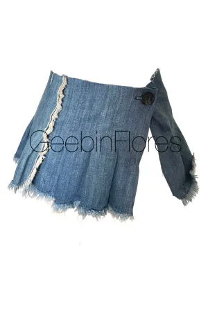 Delia Pleated Denim Skirt