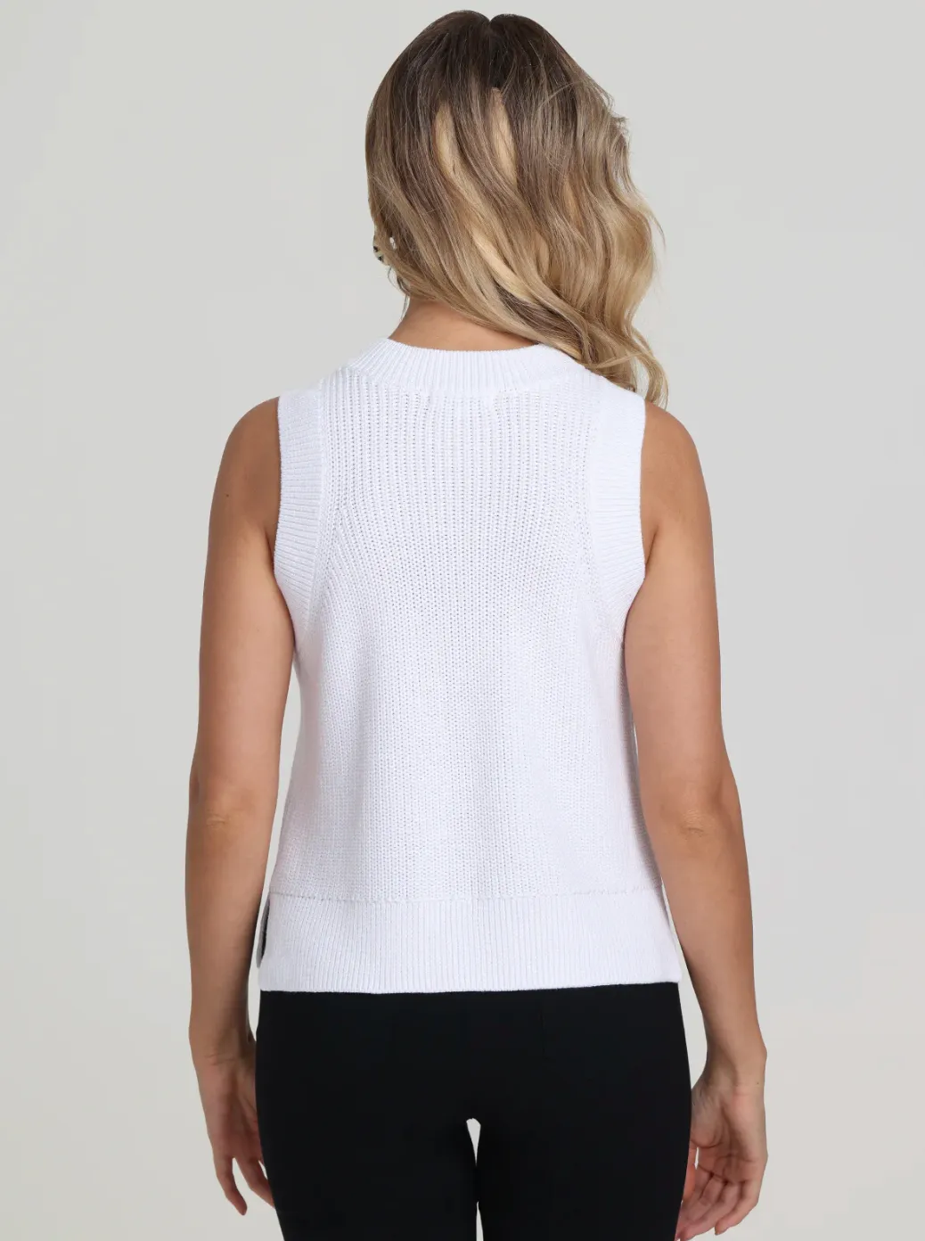 Demi High Cew Neck Tank White