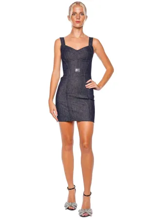 Denim Bustier Logo Mini Dress