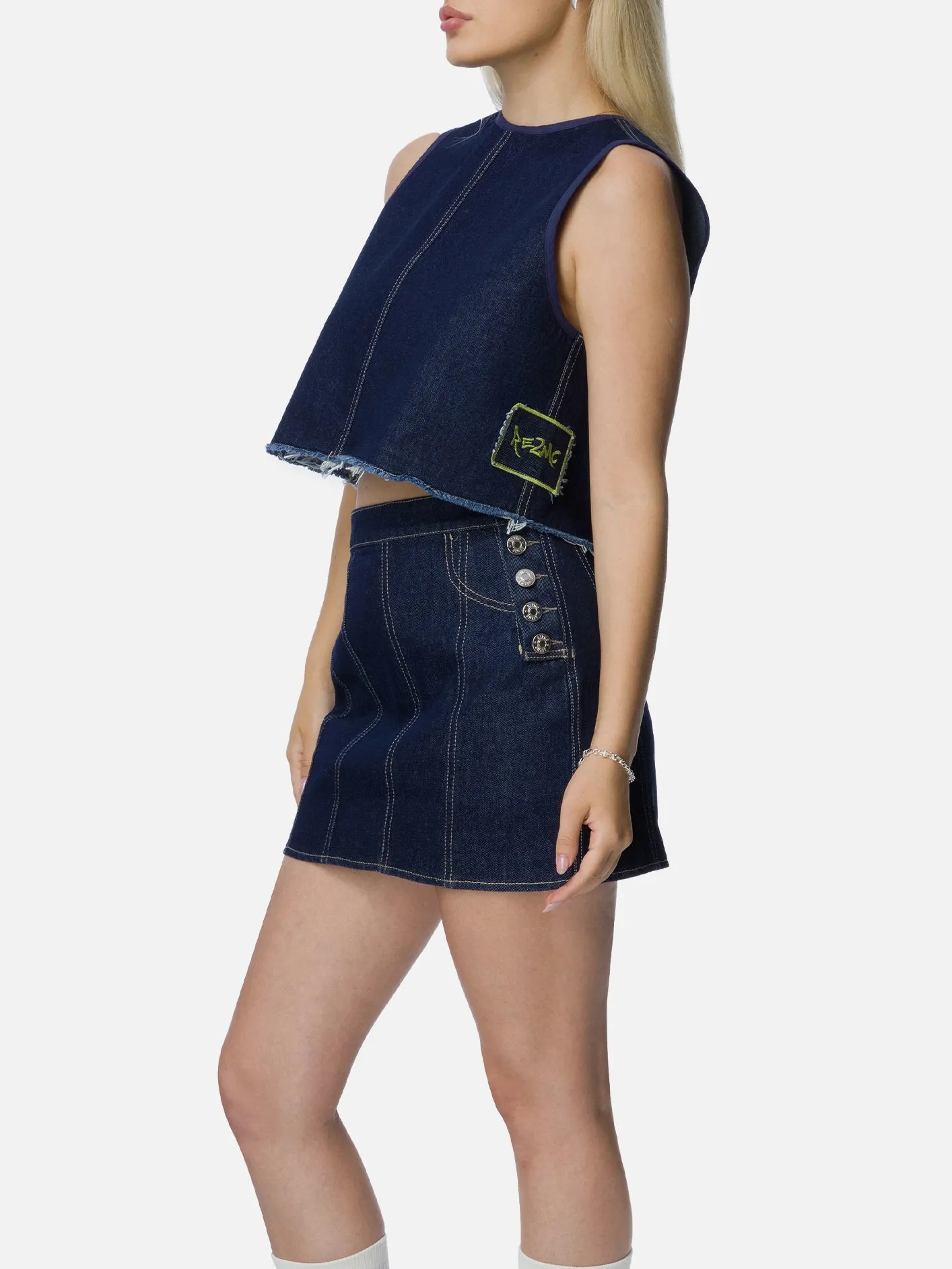 Denim Mini Etek - Mavi