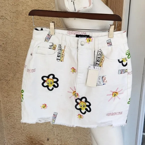 Desigual Denim illustrations mini skirt‎