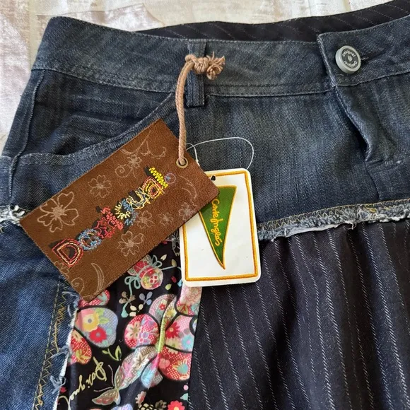 DESIGUAL DENIM PATCHWORK BALLOON SKIRT  size 36 / medium NWT €74