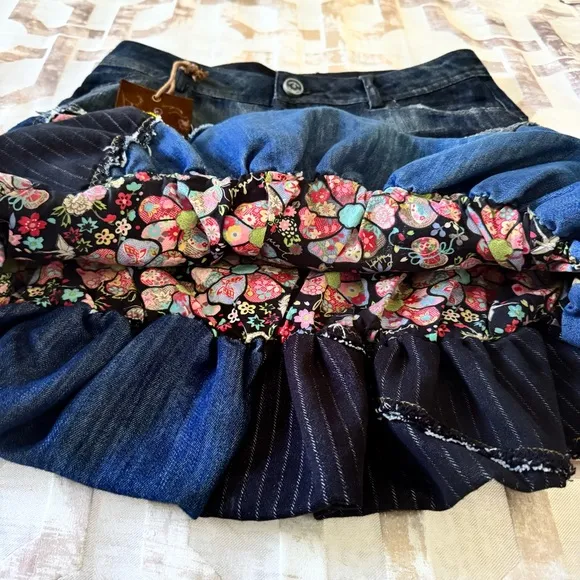 DESIGUAL DENIM PATCHWORK BALLOON SKIRT  size 36 / medium NWT €74