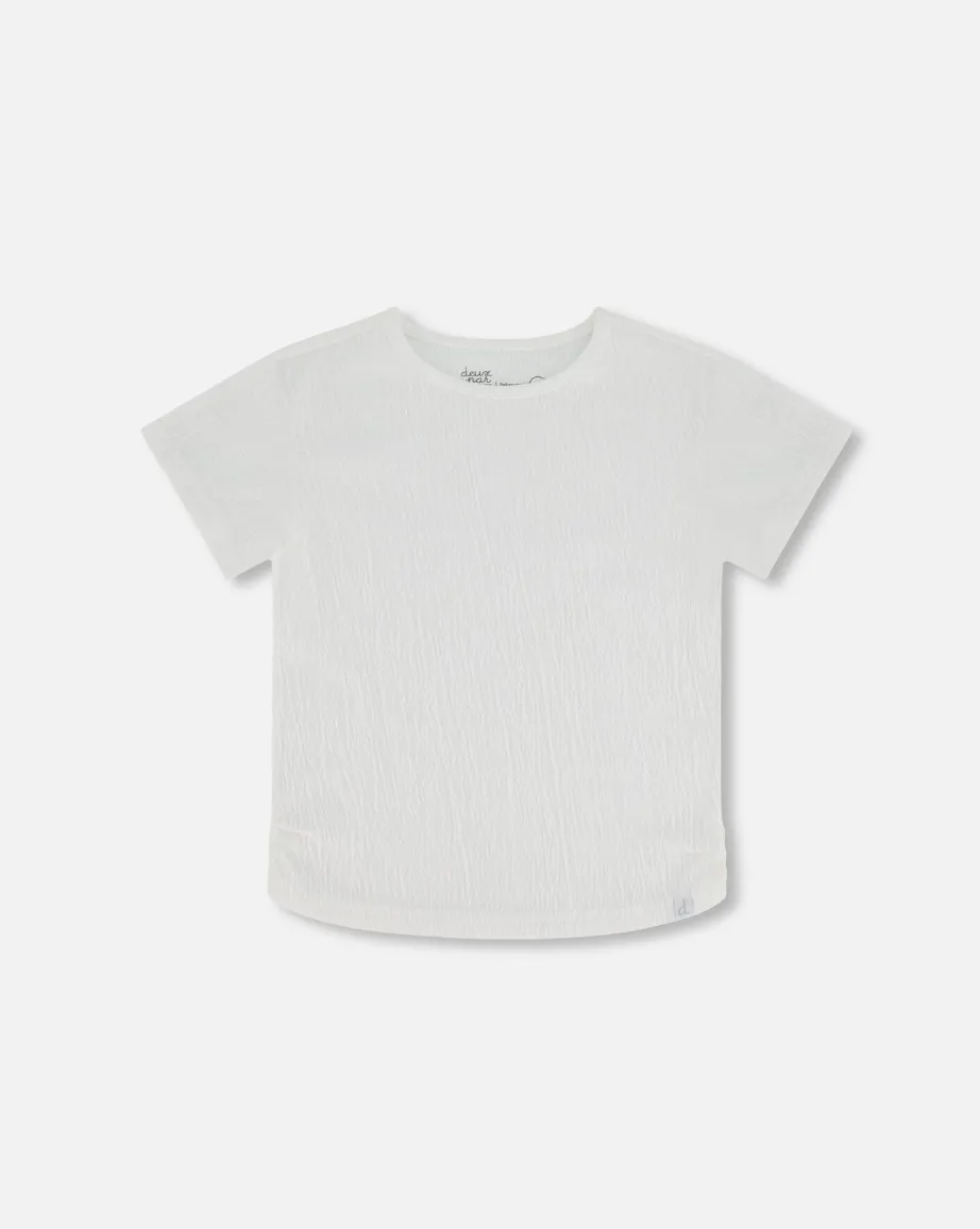 Deux Par Deux Crinkle Jersey Tee Off White