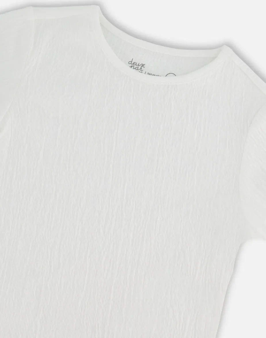 Deux Par Deux Crinkle Jersey Tee Off White