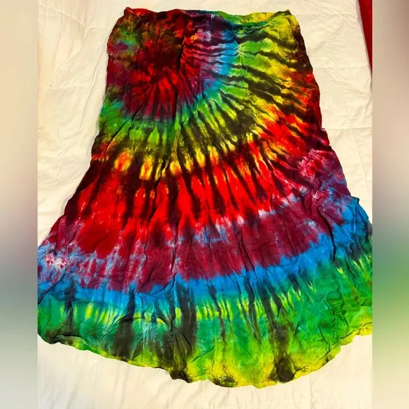 Dharma Trading Co Size 2X High Low Maxi Skirt Tye Dye Boho Hippie Festival Vibes
