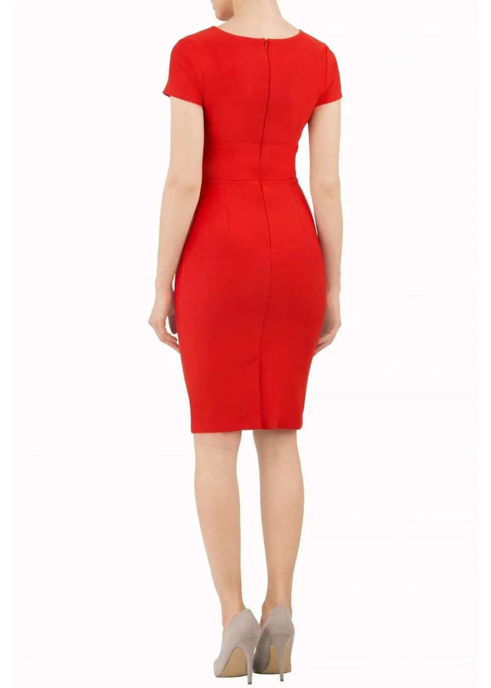 Diva Catwalk Donna Short Sleeves 50's Pencil Dress Electric Red
