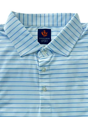 Donald Ross Mens Hayes Pencil Stripe Jersey Sport Fit Polo - WHITE