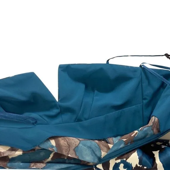Donna Ricco 6 S Blue Brown Floral Gown Midi Dress Prom Evening Cocktail Wiggle