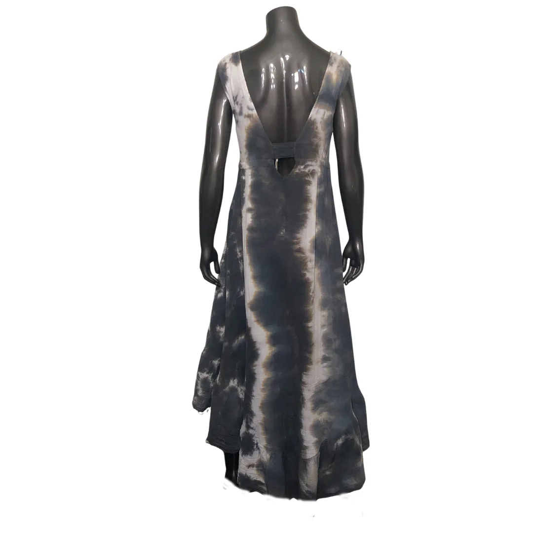 Drawstring Drama Maxi Dress - Charcoal Cloud Dye