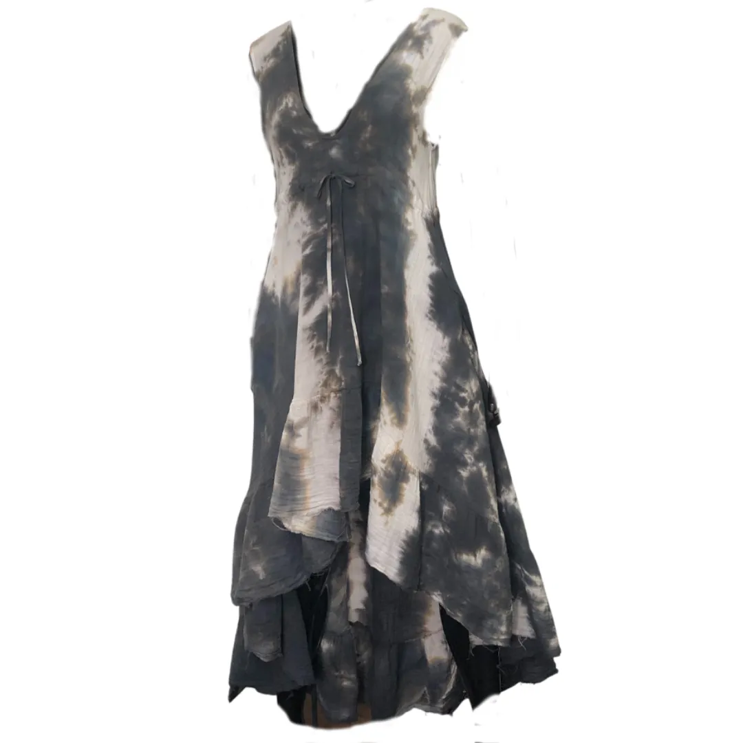 Drawstring Drama Maxi Dress - Charcoal Cloud Dye