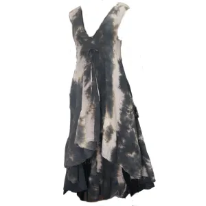 Drawstring Drama Maxi Dress - Charcoal Cloud Dye