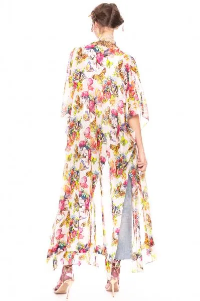 Dreaming of Paradise Kimono - White Butterfly - One Size
