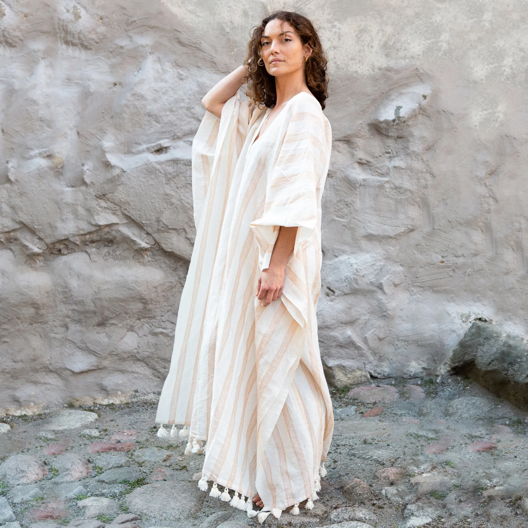 Eco-friendly striped Ibiza Kaftan