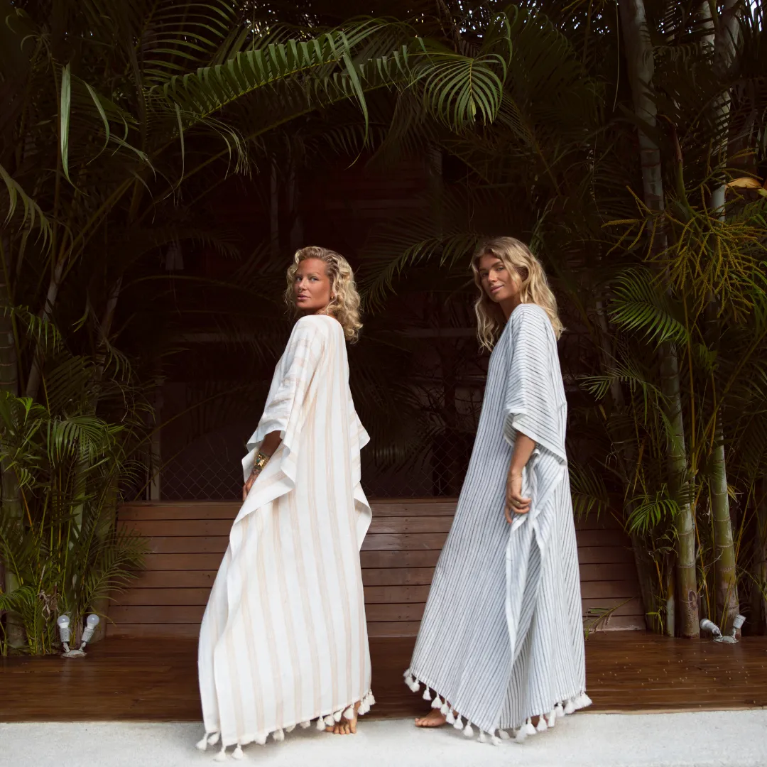 Eco-friendly striped Ibiza Kaftan